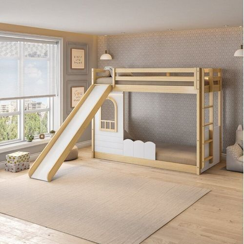 Beliche Montessoriana com Led, Janela e Escorregador New Garden Casatema Natural/Branco
