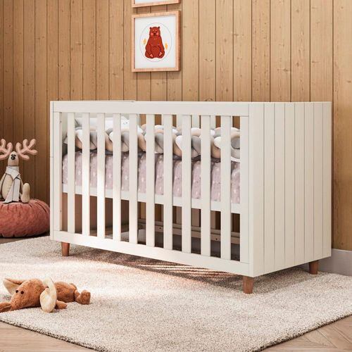 Berço 3 em 1 com Colchão 4 Níveis Valentina Branco Soft / Jequitibá Berço 3 em 1 com Colchão 4 Níveis Valentina Branco Soft / Jequitibá