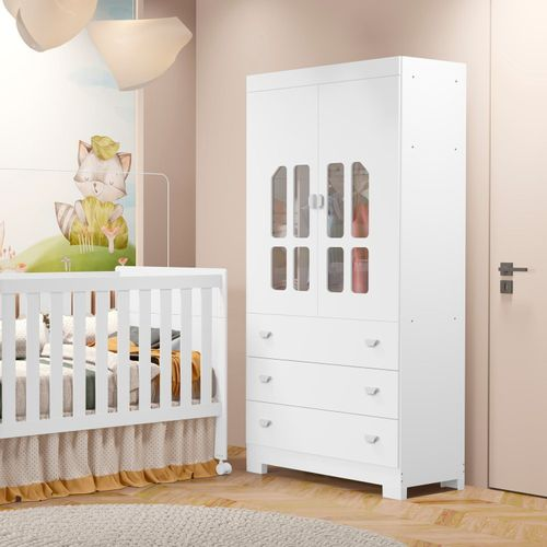 Guarda-roupa Infantil 2 Portas Katatau Branco Brilho