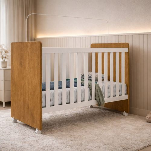 Berço Mini Cama 97cm X 132,8cm Catatau New Nature / Branco Berço Mini Cama 97cm X 132,8cm Catatau New Nature / Branco