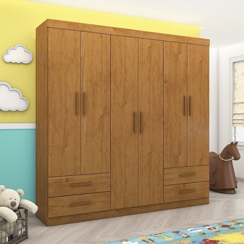 Guarda-roupa 6 Portas 4 Gavetas Infantil Perola Cinamomo