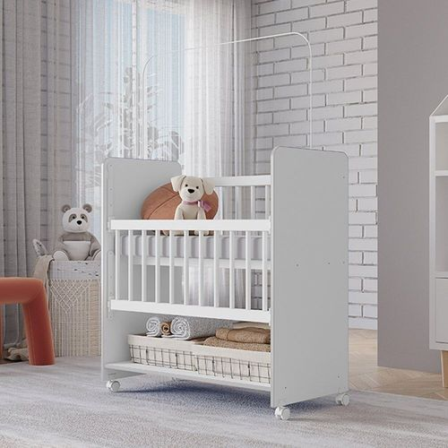Mini Berço Grade Removível com Colchão New Baby Branco Branco Mini Berço Grade Removível com Colchão New Baby Branco Branco