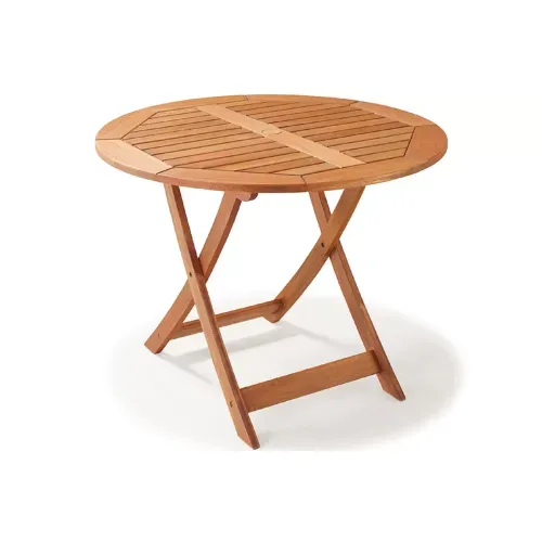 Mesa Dobrável Redonda para Jardim e Varanda em Madeira Maciça 90cm Estilo Rústico Primavera Stain Jatobá