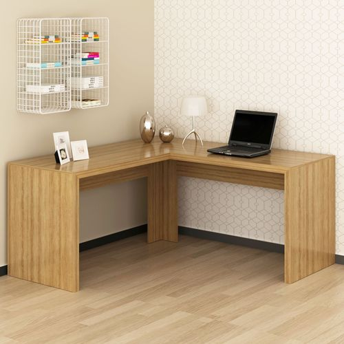 Escrivaninha Mesa Escritório Angular em L ME4116 157,3cm Amêndoa Amendoa