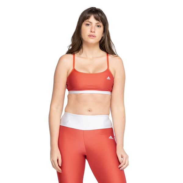 Top Fitness sem Bojo adidas Baixa Sustentação Latin Fit Colorblock - Adulto Top Fitness sem Bojo adidas Baixa Sustentação Latin Fit Colorblock - Adulto