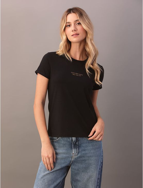 Camiseta Calvin Klein Jeans Feminino Organic Frase - Preto Camiseta Calvin Klein Jeans Feminino Organic Frase Preto m Camiseta Calvin Klein Jeans Feminino Organic Frase - Preto Camiseta Calvin Klein Jeans Feminino Organic Frase Preto m