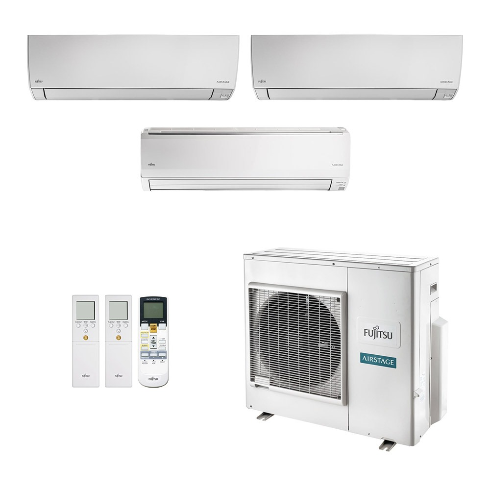 Ar-Condicionado Multi Split Inverter Fujitsu 35.000 (2x Evap HW 12.000 + 1x Evap HW 18.000) Quente/Frio 220V