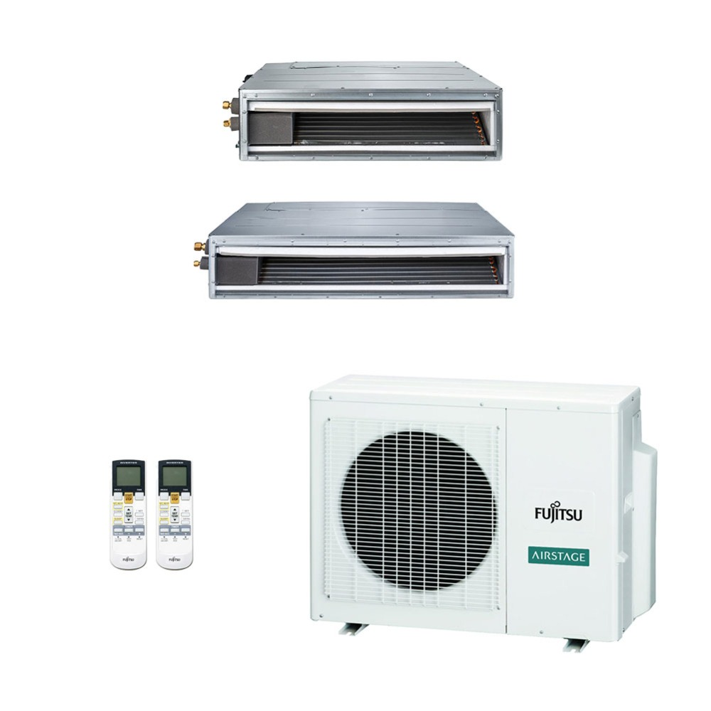 Ar-Condicionado Multi Split Inverter Fujitsu 23.000 (1x Evap Duto 12.000 + 1x Evap Duto 18.000) Quente/Frio 220V