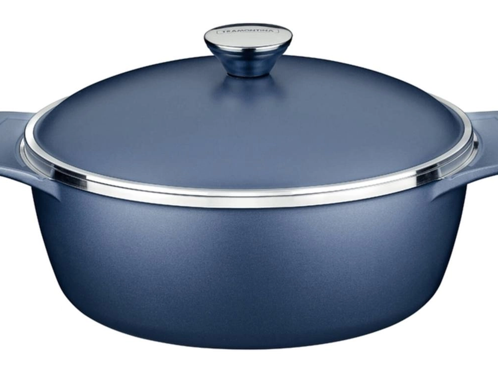 Caçarola Tramontina Lyon Em Alumínio Com Revestimento Starflon Azul Elementar 30cm Caçarola Tramontina Lyon Em Alumínio Com Revestimento Starflon Azul Elementar 30cm