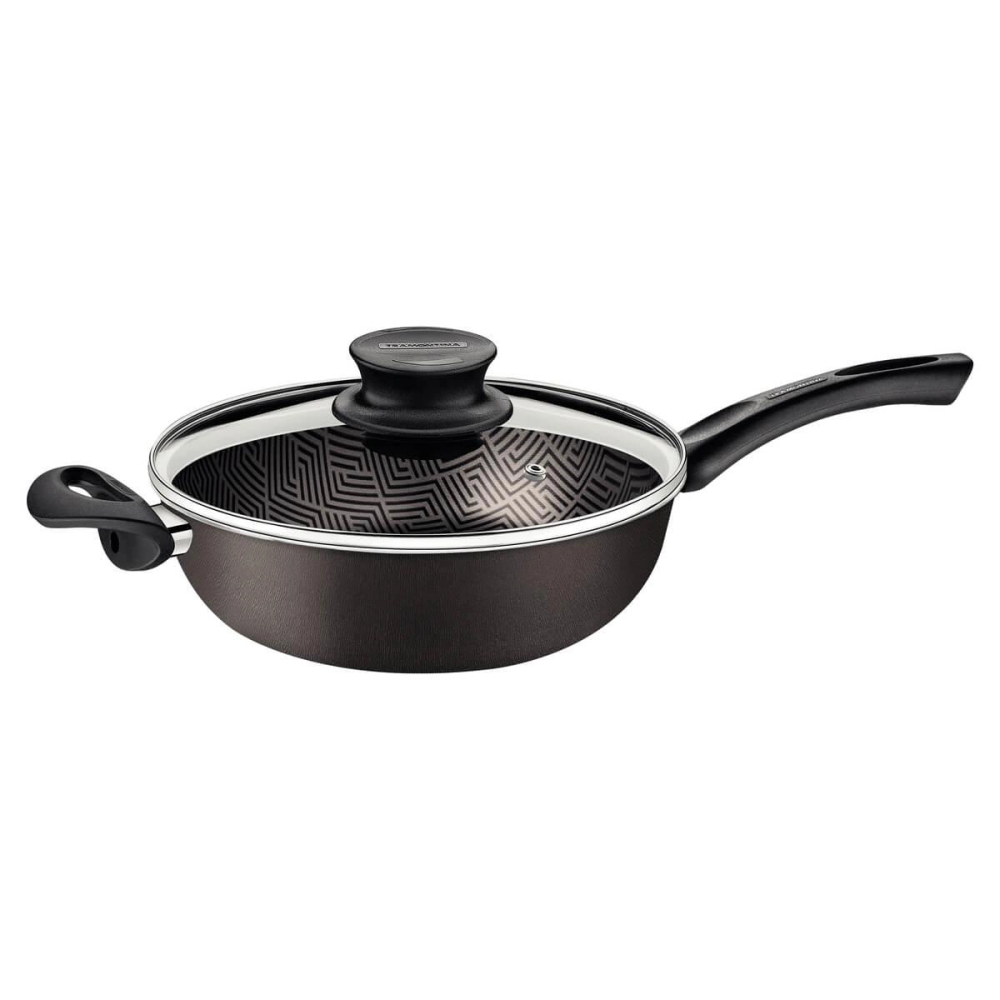 Fritadeira Multiuso Tramontina Paris 24cm Em Alumínio Com Revestimento Antiaderente Com Tampa De Vidro Chumbo Fritadeira Multiuso Tramontina Paris 24cm Em Alumínio Com Revestimento Antiaderente Com Tampa De Vidro Chumbo