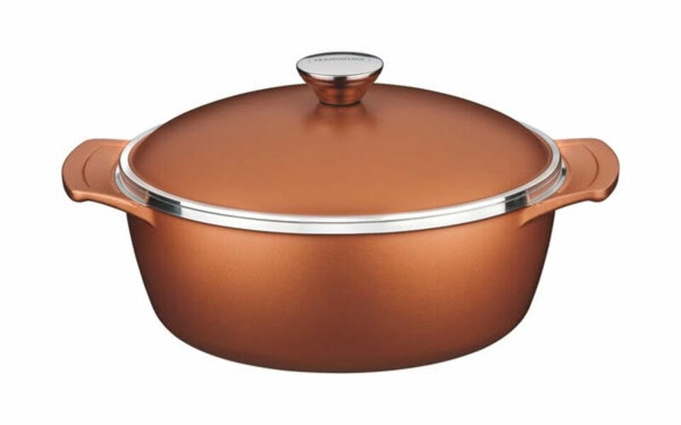Caçarola Tramontina Lyon Em Alumínio Com Revestimento Starflon Dourado 26cm Caçarola Tramontina Lyon Em Alumínio Com Revestimento Starflon Dourado 26cm