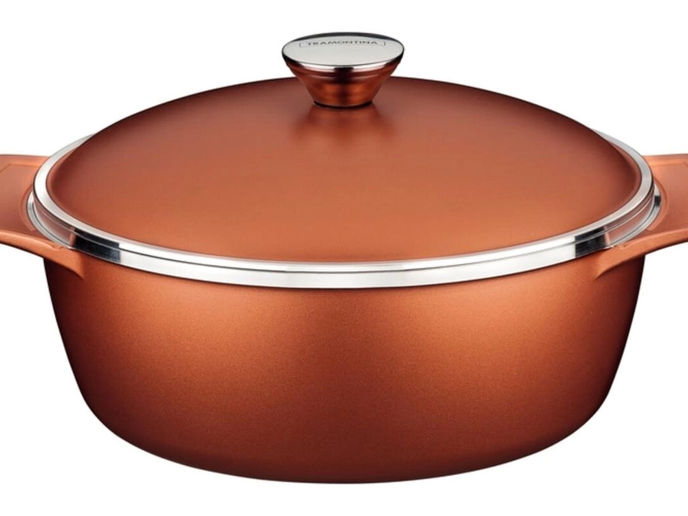 Caçarola Tramontina Lyon Em Alumínio Com Revestimento Starflon Dourado 30cm Caçarola Tramontina Lyon Em Alumínio Com Revestimento Starflon Dourado 30cm