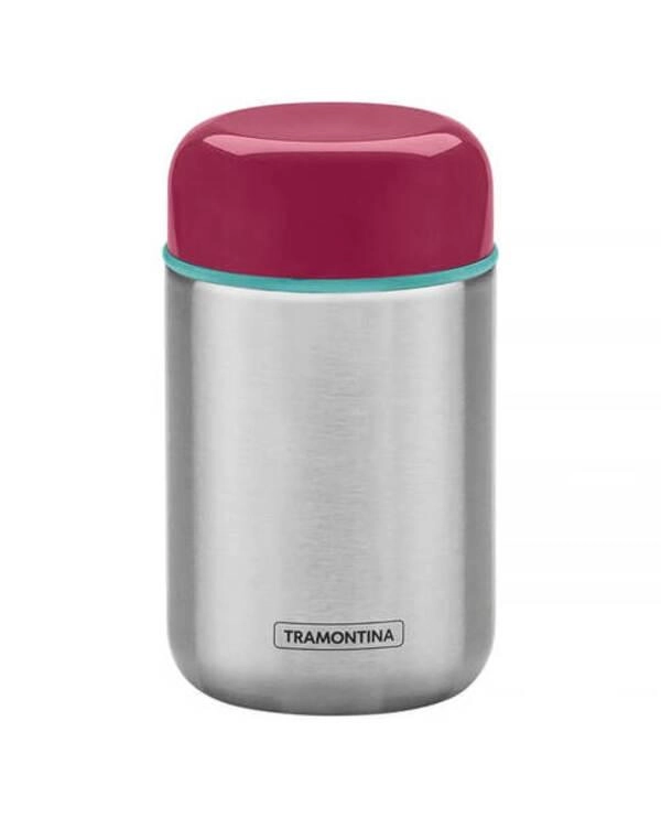 Pote Térmico Tramontina Em Aço Inox Com Tampa Rosa 8,8cm 400ml
