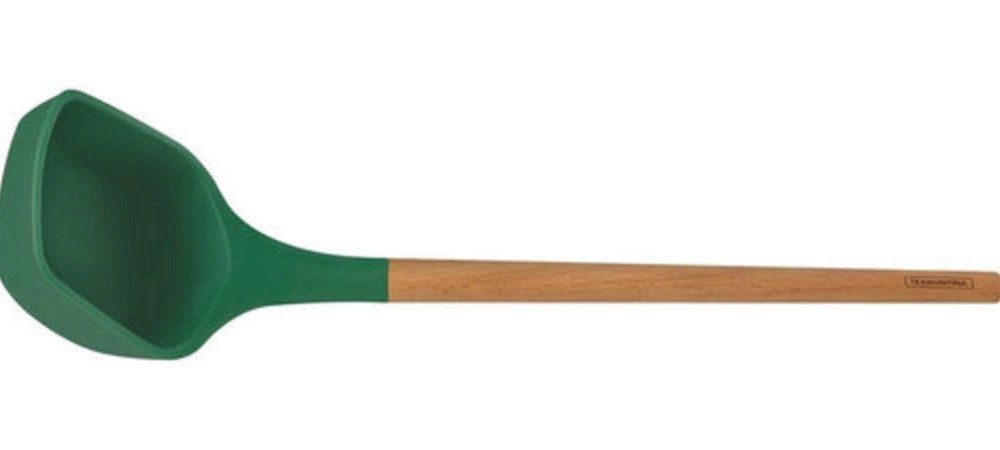 Concha Tramontina Live Em Silicone Verde Com Cabo De Madeira Concha Tramontina Live Em Silicone Verde Com Cabo De Madeira