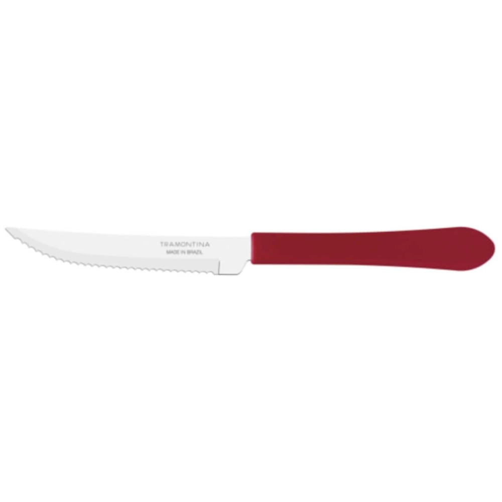 Faca Para Churrasco Tramontina Inox Leme Vermelho 4" Faca Para Churrasco Tramontina Inox Leme Vermelho 4"