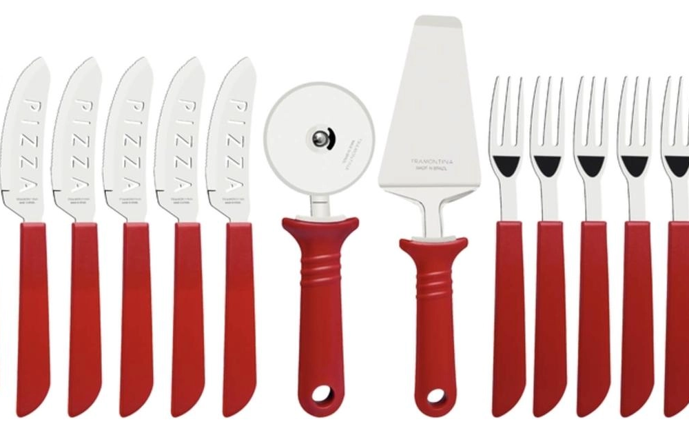 Jogo Para Pizza Tramontina 14 Peças Vermelho