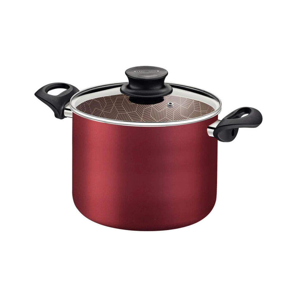 Caldeirão Tramontina Paris 20cm Em Alumínio Com Revestimento Antiaderente Vermelho E Tampa De Vidro Caldeirão Tramontina Paris 20cm Em Alumínio Com Revestimento Antiaderente Vermelho E Tampa De Vidro