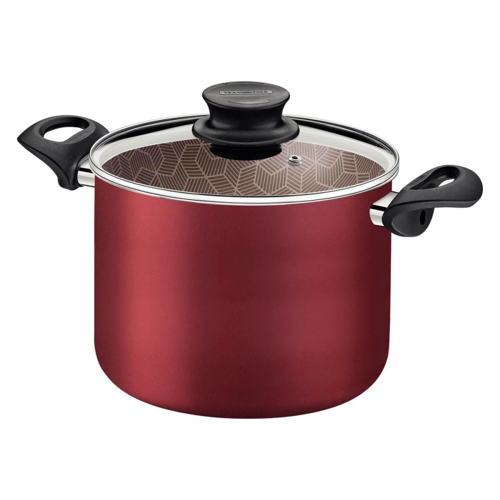 Caldeirão Tramontina Paris 28cm Em Alumínio Com Revestimento Antiaderente Vermelho E Tampa De Vidro Caldeirão Tramontina Paris 28cm Em Alumínio Com Revestimento Antiaderente Vermelho E Tampa De Vidro