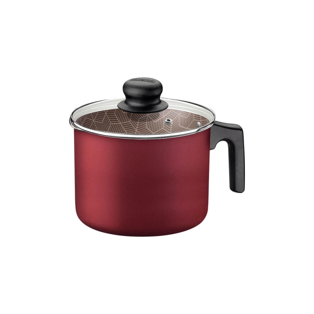 Fervedor Tramontina Paris 16cm Em Alumínio Com Revestimento Antiaderente Vermelho Com Tampa De Vidro Fervedor Tramontina Paris 16cm Em Alumínio Com Revestimento Antiaderente Vermelho Com Tampa De Vidro