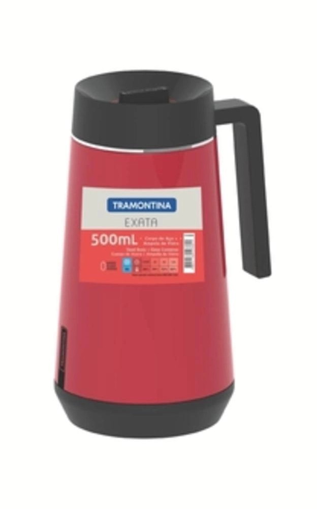 Bule Térmico Tramontina Exata Vermelho Em Aço Inox 500ml Bule Térmico Tramontina Exata Vermelho Em Aço Inox 500ml