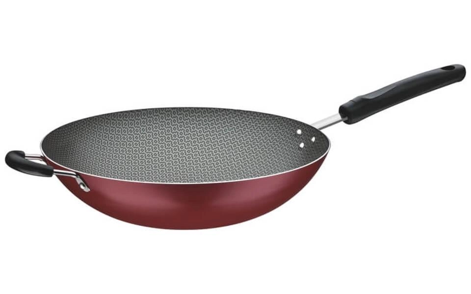 Wok Tramontina Loreto 36cm Antiaderente Com Cabo Vermelho Wok Tramontina Loreto 36cm Antiaderente Com Cabo Vermelho