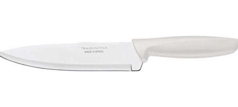 Faca Chef Tramontina Plenus 7" Aço Inox Cabo Off White Faca Chef Tramontina Plenus 7" Aço Inox Cabo Off White