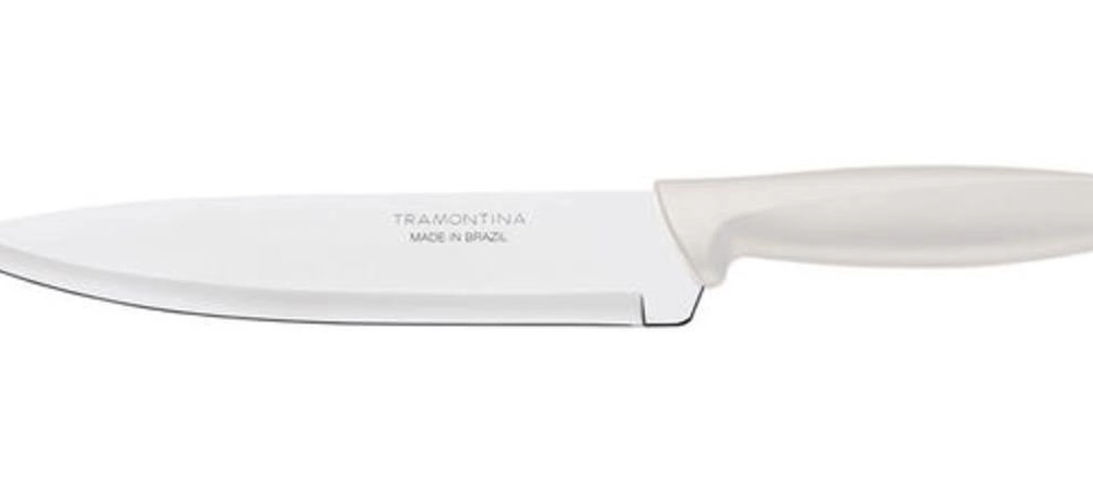 Faca Chef Tramontina Plenus 8" Aço Inox Cabo Off White