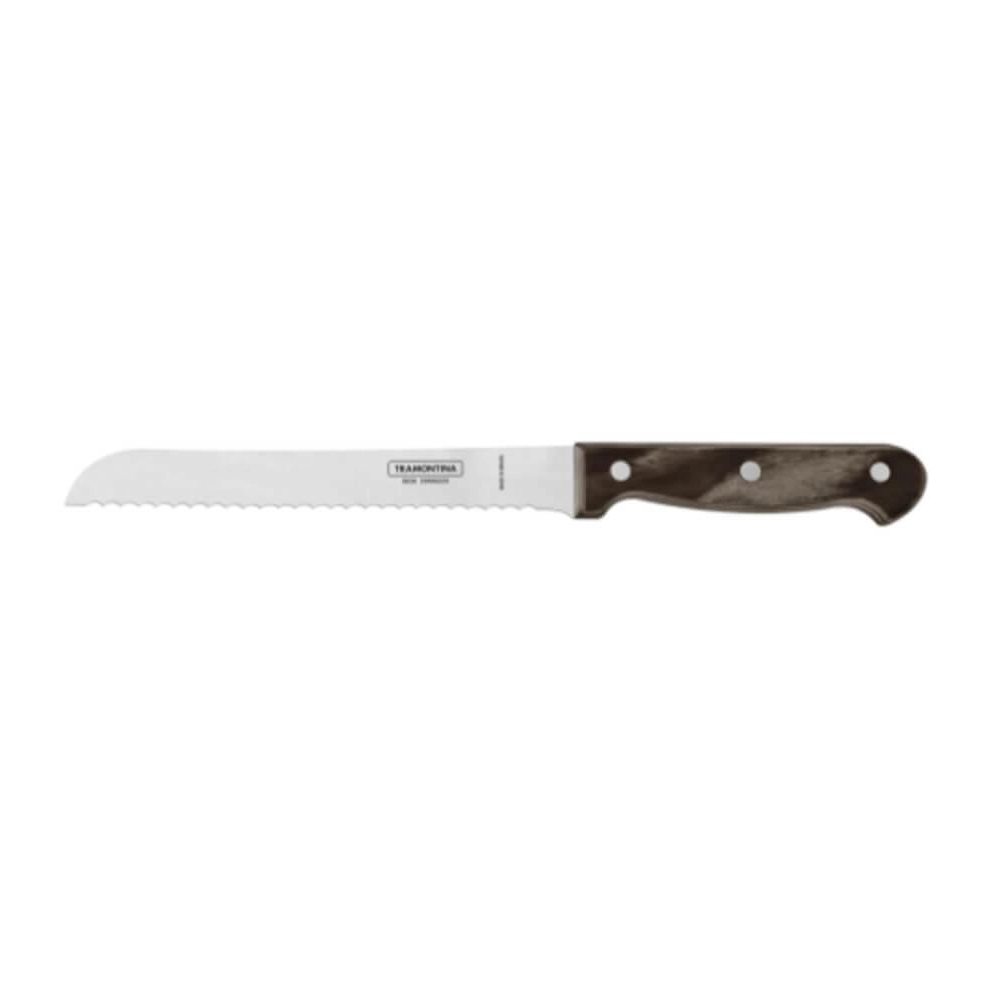 Faca Para Pão Tramontina Polywood 7" Aço Inox Castanho Faca Para Pão Tramontina Polywood 7" Aço Inox Castanho