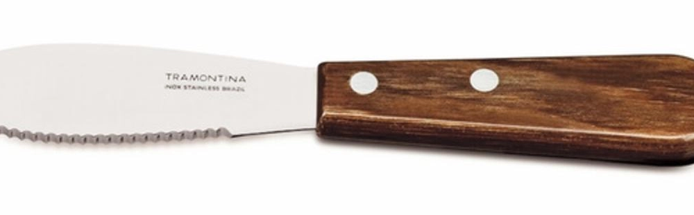 Espátula Manteiga Tramontina 3" Polywood Inox Serrilhada Castanha Espátula Manteiga Tramontina 3" Polywood Inox Serrilhada Castanha