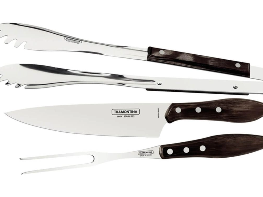 Jogo De Churrasco Tramontina Polywood Castanho 3 Peças