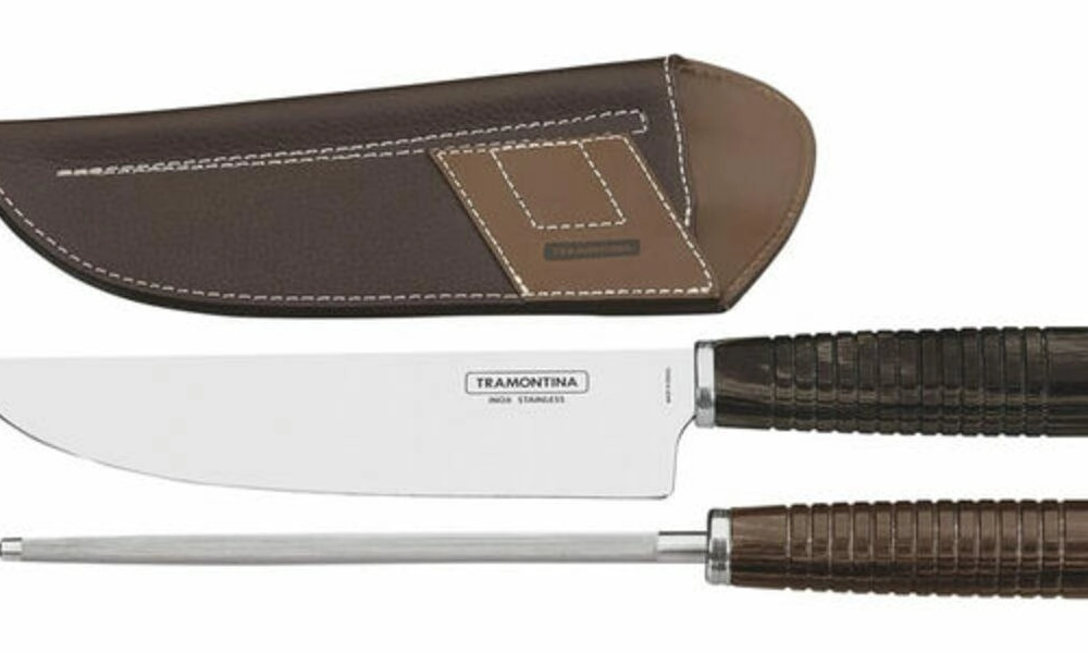 Jogo De Facas Tramontina Aço Inox Polywood Castanho 2 Peças