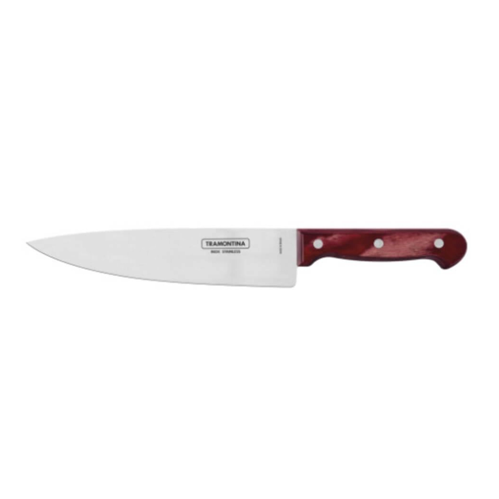 Faca Chef Tramontina Polywood 8" Aço Inox Vermelho Faca Chef Tramontina Polywood 8" Aço Inox Vermelho