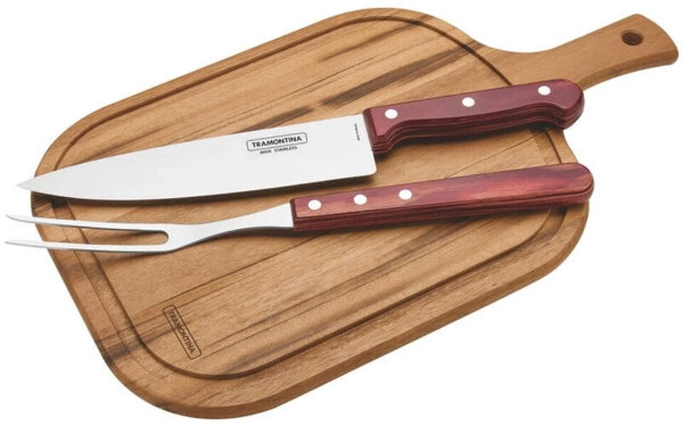 Jogo Para Churrasco Tramontina Polywood Vermelho 3 Peças