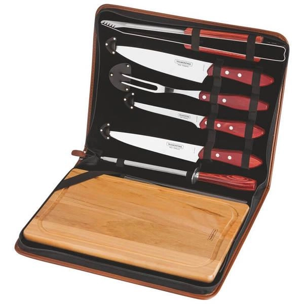 Conjunto Para Churrasco Polywood Vermelho Com Estojo 8 Peças Conjunto Para Churrasco Polywood Vermelho Com Estojo 8 Peças
