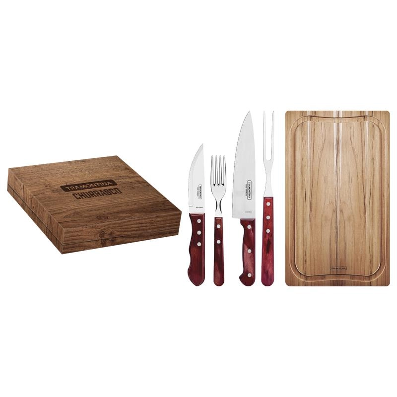 Conjunto Para Churrasco Tramontina Com Cabos Em Madeira Polywood Vermelho E Caixa De Papelão 15 Peças Conjunto Para Churrasco Tramontina Com Cabos Em Madeira Polywood Vermelho E Caixa De Papelão 15 Peças