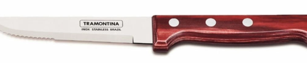 Faca De Churrasco Jumbo Inox Tramontina 5" Cabo Polywood Vermelho