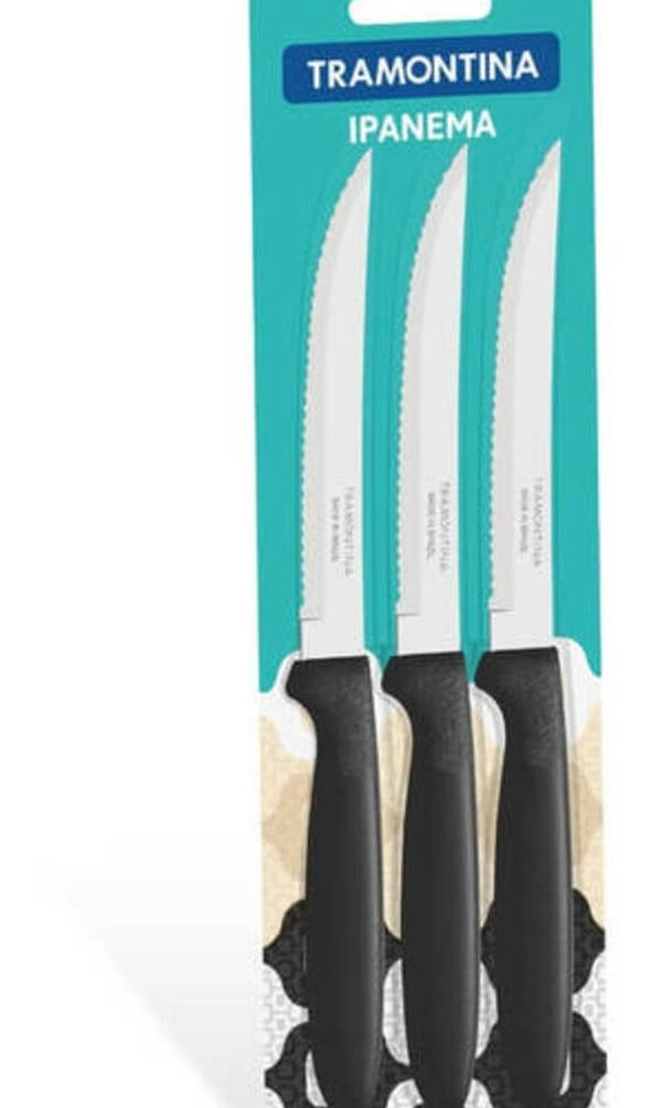 Facas Para Churrasco Tramontina Ipanema 3 Peças Preto Facas Para Churrasco Tramontina Ipanema 3 Peças Preto