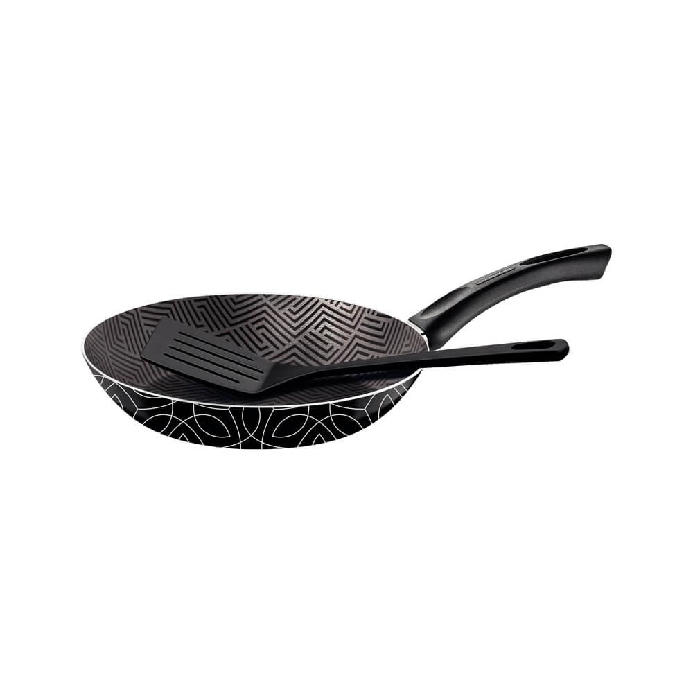 Frigideira Tramontina Paris 20cm Em Alumínio Com Revestimento Antiaderente Preta Com Espátula Frigideira Tramontina Paris 20cm Em Alumínio Com Revestimento Antiaderente Preta Com Espátula