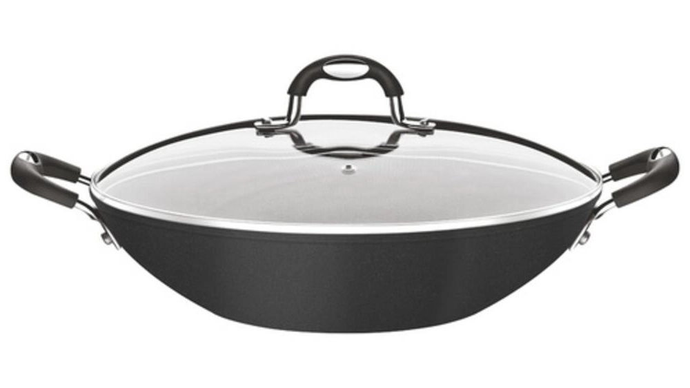 Wok Tramontina Mônaco Induction Em Alumínio Com Revestimento Antiaderente Starflon Premium Preto Com Tampa 32cm Wok Tramontina Mônaco Induction Em Alumínio Com Revestimento Antiaderente Starflon Premium Preto Com Tampa 32cm