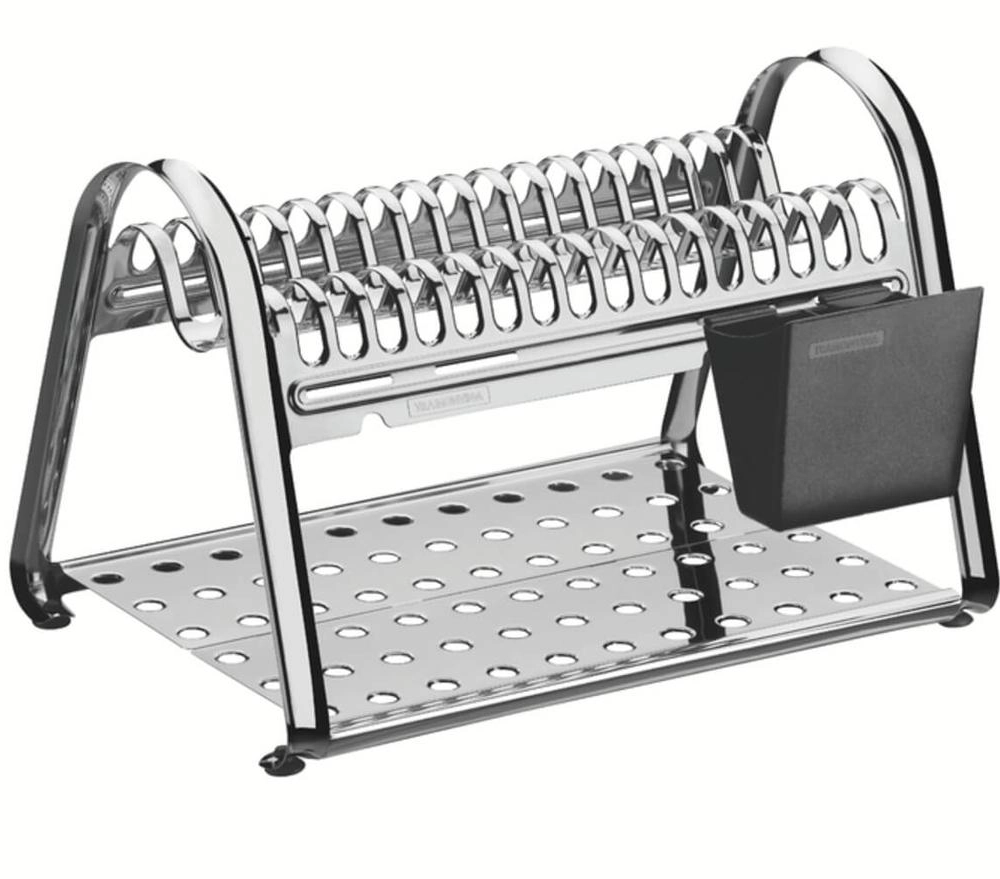 Escorredor De Louça Tramontina Ciclo Em Aço Inox Com Porta Talheres Preto Escorredor De Louça Tramontina Ciclo Em Aço Inox Com Porta Talheres Preto