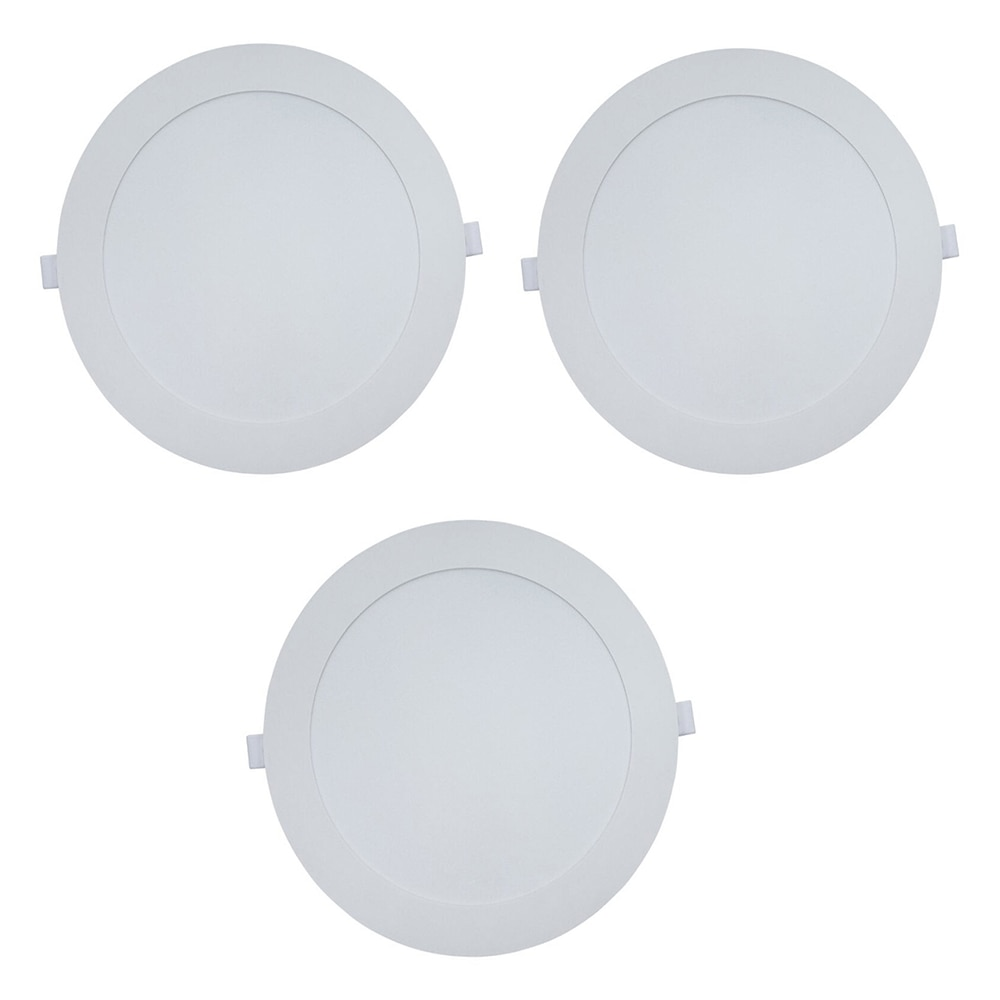 Kit 3 Painéis Plafon LED de Embutir 22,3 cm Modaza Redondo 18W, Branco 6500K Kit 3 Painéis Plafon LED de Embutir 22,3 cm Modaza Redondo 18W, Branco 6500K
