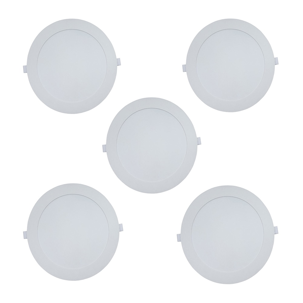 Kit 5 Painéis Plafon LED de Embutir 22,3 cm Modaza Redondo 18W, Branco 6500K