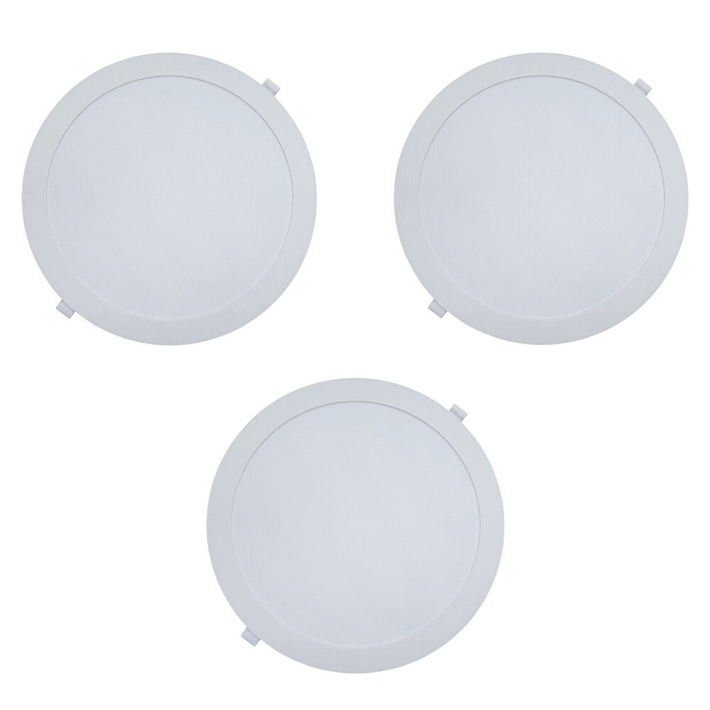 Kit 3 Painéis Plafon LED de Embutir 29,7 cm Modaza Redondo 24W, Branco 6500K Kit 3 Painéis Plafon LED de Embutir 29,7 cm Modaza Redondo 24W, Branco 6500K