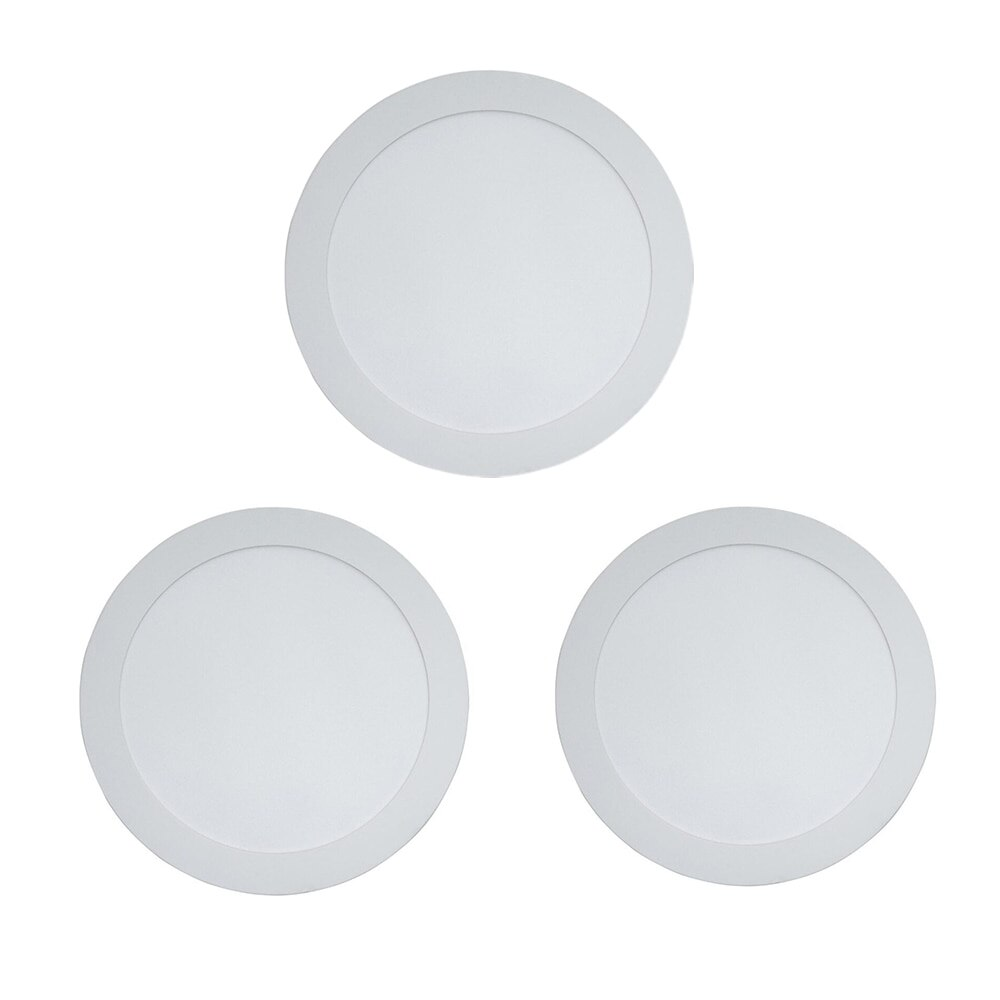 Kit 3 Painéis Plafon LED de Sobrepor 21,9 cm Modaza Redondo 18W, Branco 6500K Kit 3 Painéis Plafon LED de Sobrepor 21,9 cm Modaza Redondo 18W, Branco 6500K
