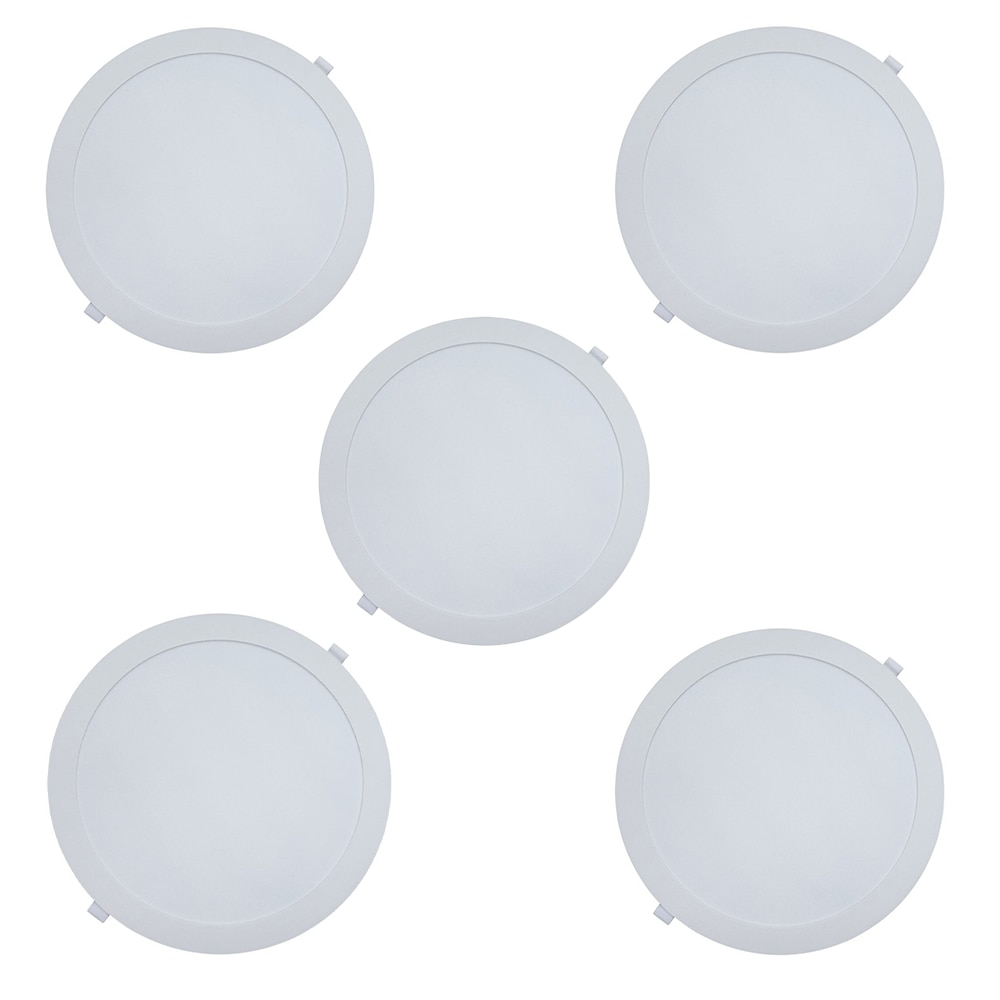 Kit 5 Painéis Plafon LED de Embutir 29,7 cm Modaza Redondo 24W, Branco 6500K