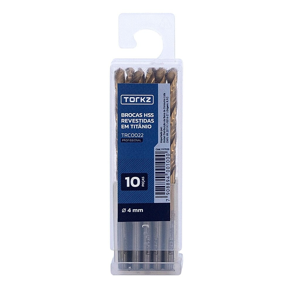 Broca AR Torkz TRC0022 Titânio, 4 mm - 10 Peças Broca AR Torkz TRC0022 Titânio, 4 mm - 10 Peças