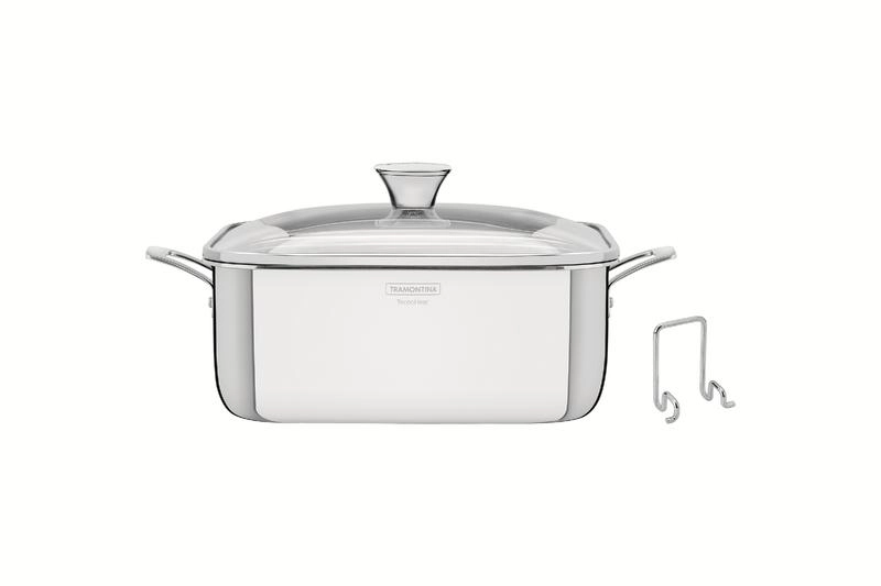 Caçarola Tramontina Grano Quadrada Aço Inox Com Suporte Para Tampa De Vidro 7,3 Litros Caçarola Tramontina Grano Quadrada Aço Inox Com Suporte Para Tampa De Vidro 7,3 Litros