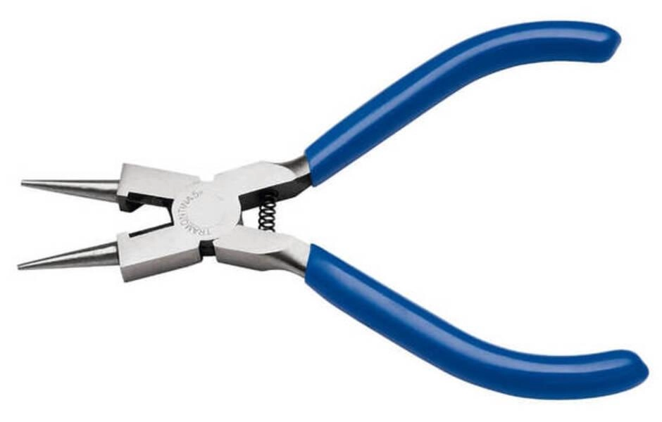 Alicate Bico Redondo 5" Tramontina Basic Aço Especial Com Empunhadura Em PVC Azul