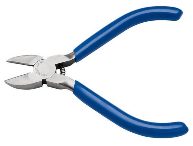 Alicate Com Corte Diagonal 4" Tramontina Basic Aço Especial Com Empunhadura Em PVC Azul Alicate Com Corte Diagonal 4" Tramontina Basic Aço Especial Com Empunhadura Em PVC Azul
