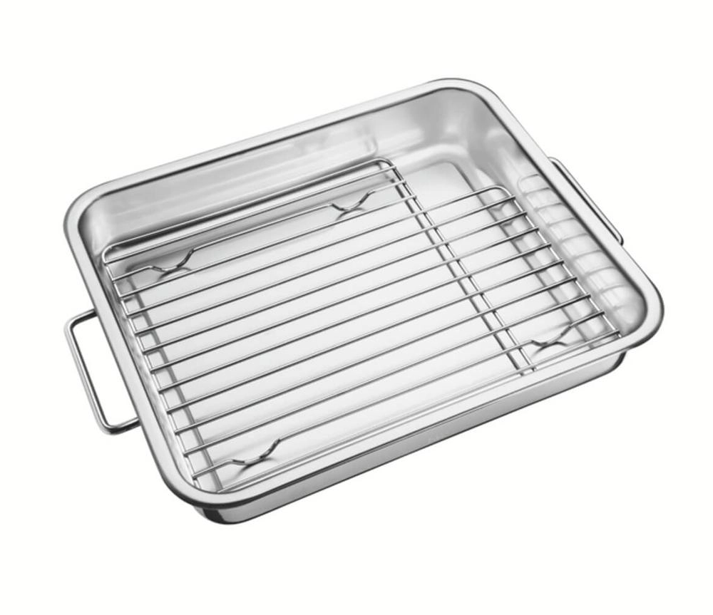 Assadeira Com Grelha Tramontina Service 34 X 28cm Em Aço Inox Assadeira Com Grelha Tramontina Service 34 X 28cm Em Aço Inox